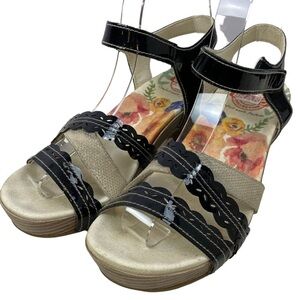 BRAKO Black Patent Leather Sandals Size EU37